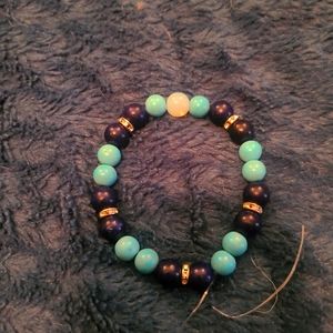 Lapiz lazuli, turquoise and opalite stretch bracelet NWOT